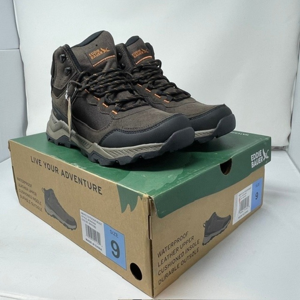 Eddie Bauer Bonham Mens Waterproof Outdoor Hiking Boots Brown Size 9 New